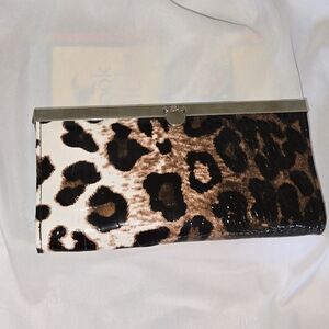 Leopard Print Slim Clutch Wallet Multiple Compartments Credit Cards  Coins Bills